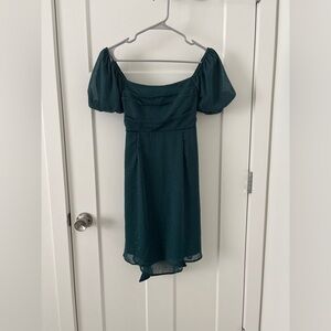 Altar’d State Hunter Green Puff Sleeve Mini Dress NWT – Size M
